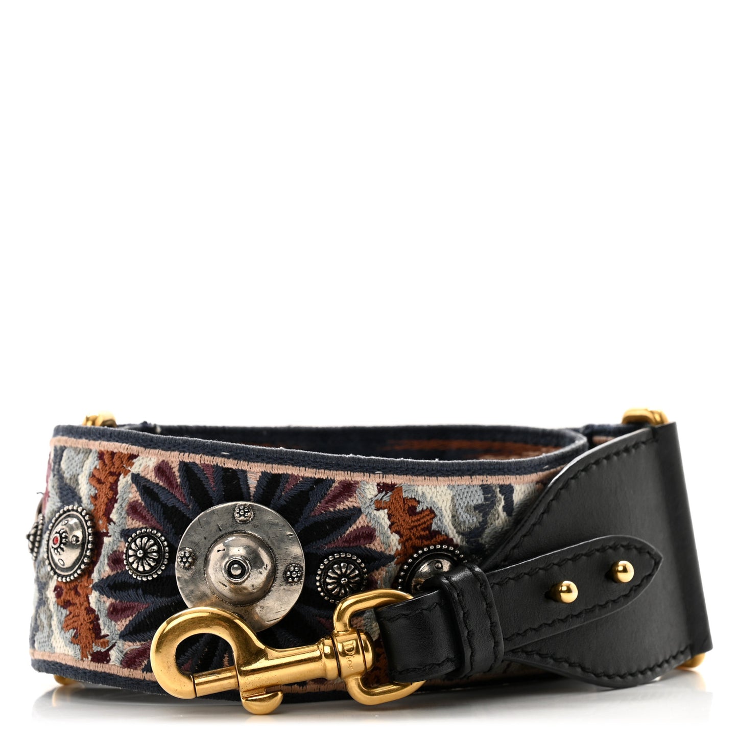 Canvas Embroidered Studded KaleiDiorscopic Shoulder Strap Multicolor