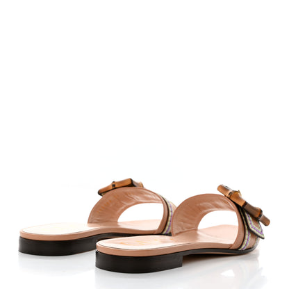 Gucci Calfskin Bamboo Buckle Sandals 37 Beige Multicolor 4 of 9