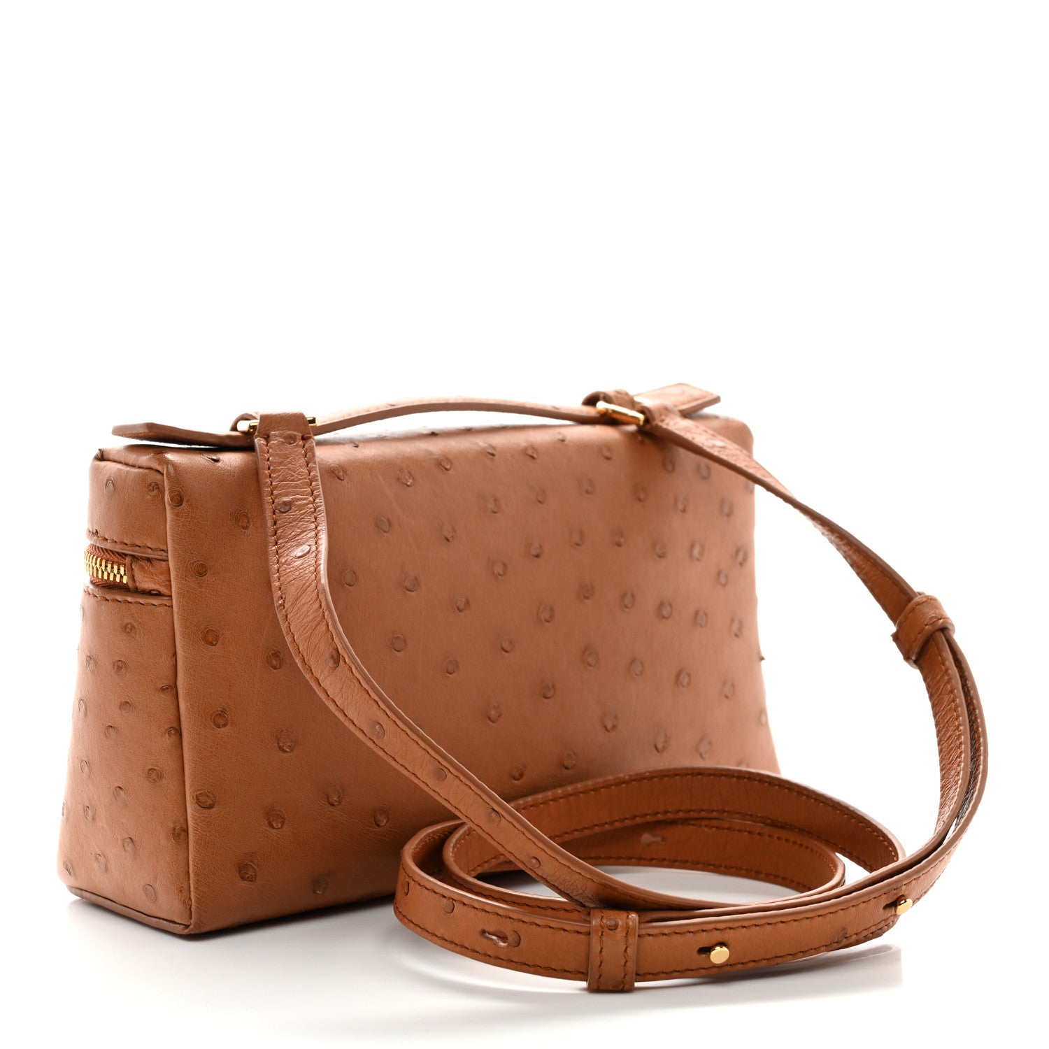 Loro Piana Ostrich L19 Extra Pocket Pouch Cognac 1537749