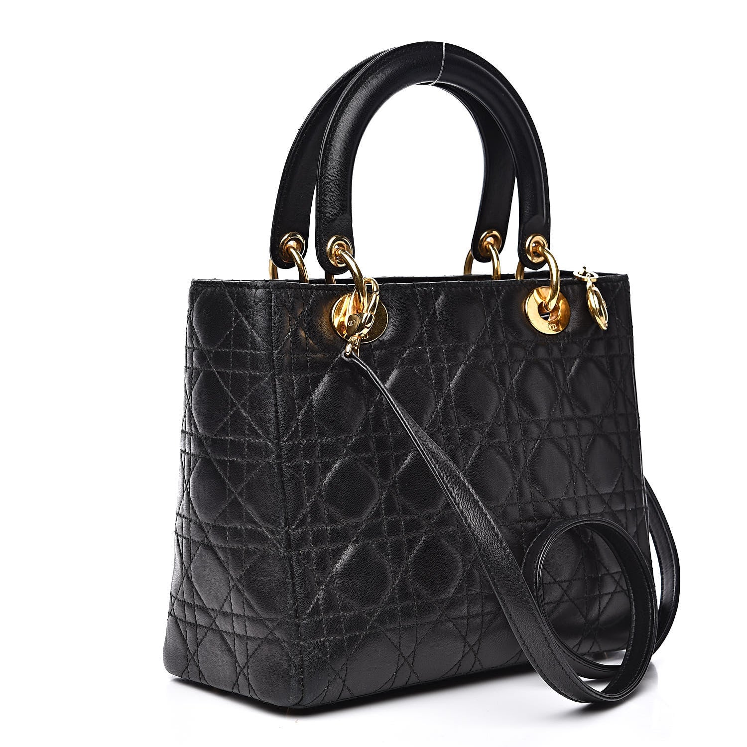 Christian Dior Lambskin Cannage Medium Lady Dior Black 3 of 18