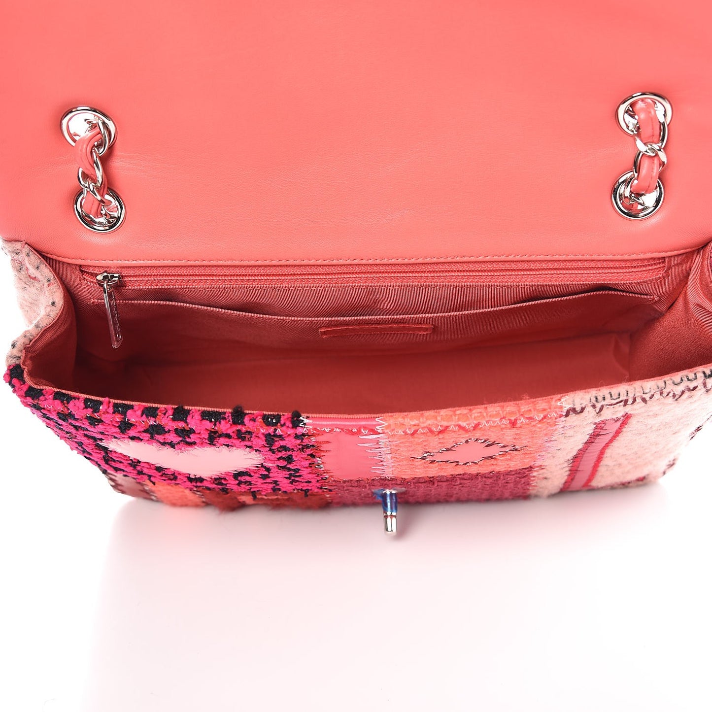 Tweed Patchwork Jumbo Single Flap Pink