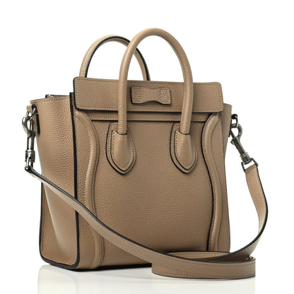 Celine Drummed Calfskin Nano Luggage Dune 2 of 3