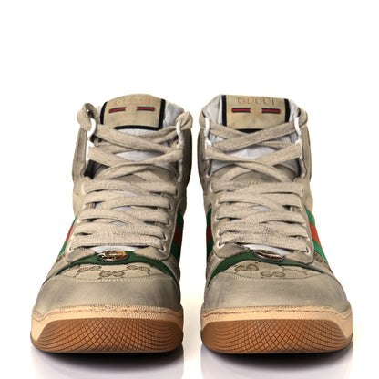Gucci GG Monogram Nubuck Web Mens Screener High Top Sneakers 5 New Sand Dusty Milk Vintage Green 2 of 10
