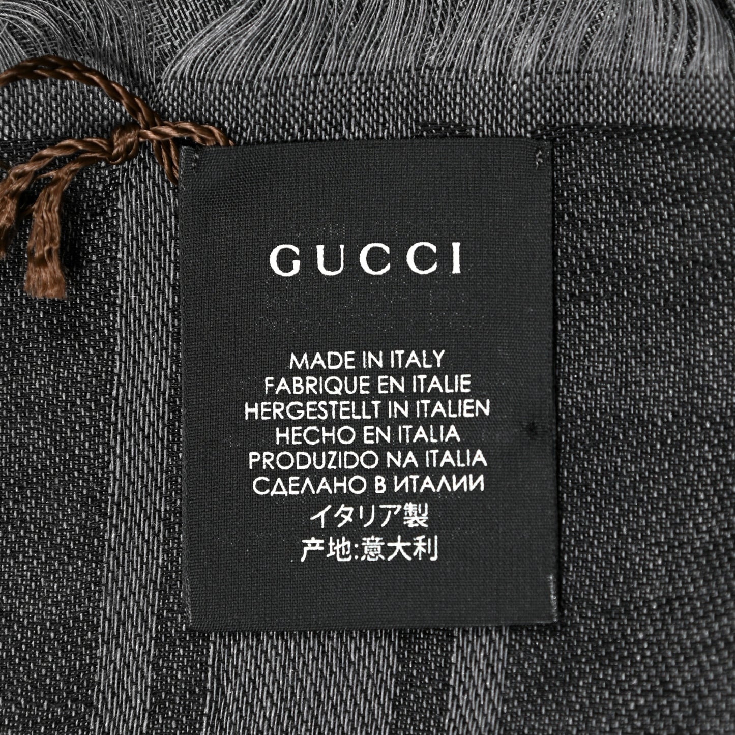 Wool Silk GG Monogram Diamante Plaid Cavendish Square Shawl Black Grey