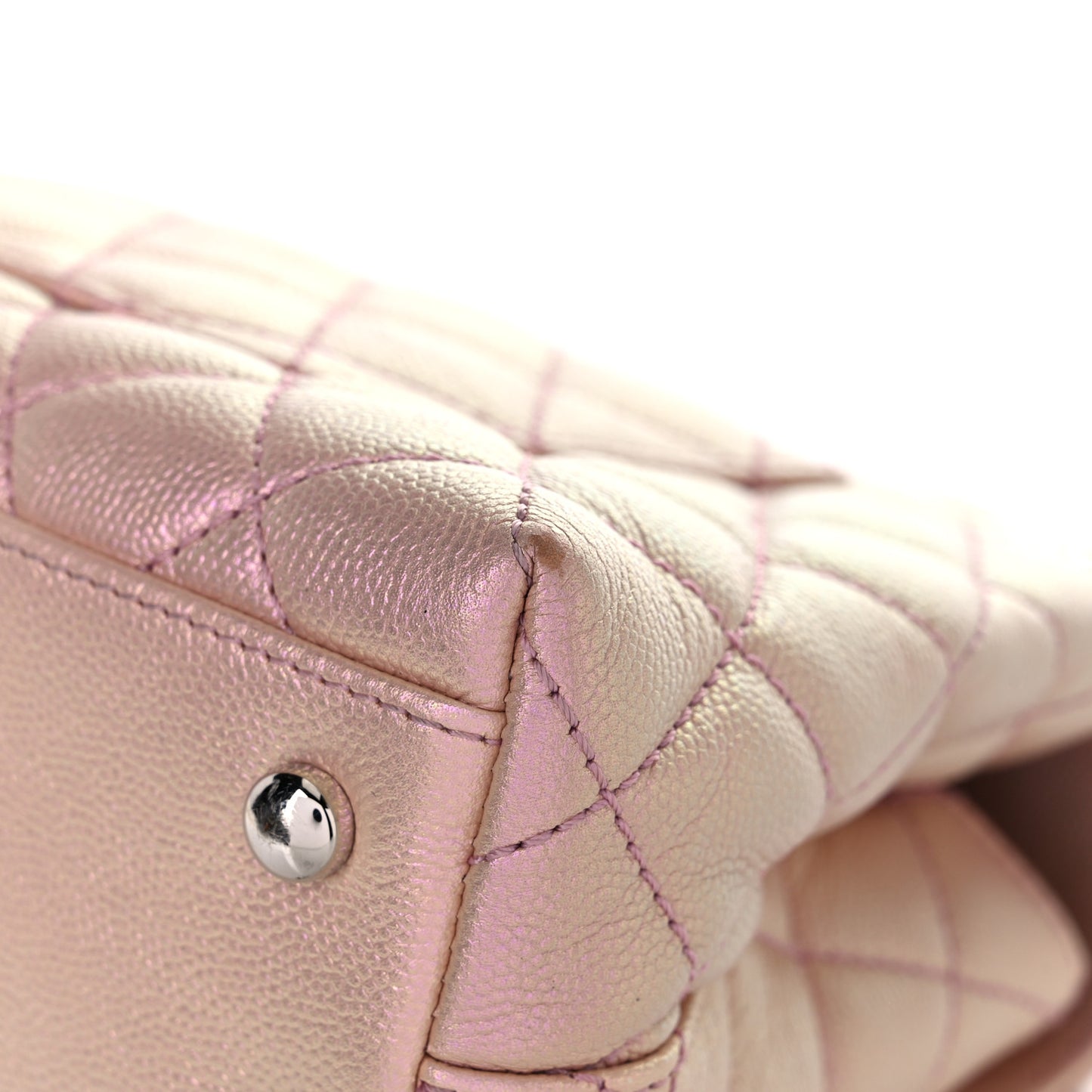 Iridescent Caviar Quilted Mini Coco Handle Flap Pink