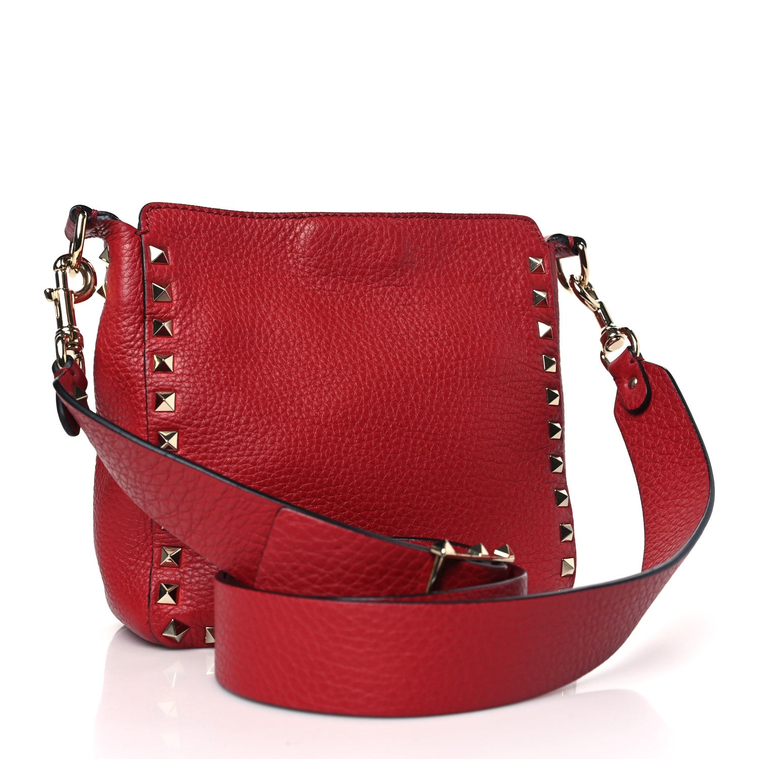 Valentino Garavani Pebbled Calfskin Mini Rockstud Flip-Lock Messenger Bag Rosso Valentino 3 of 8
