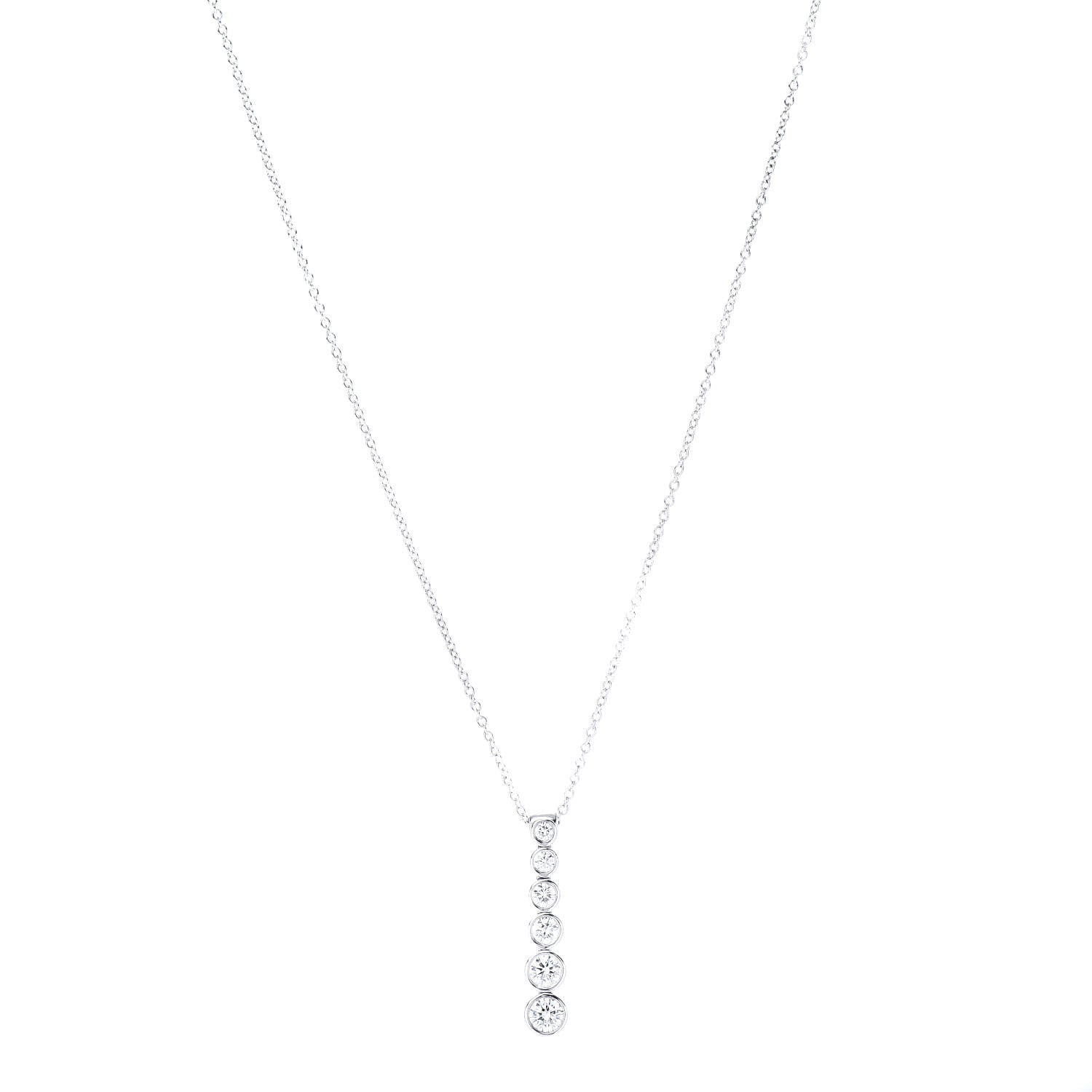 Tiffany Platinum Diamond Jazz Graduated Drop Pendant Necklace 1 of 7