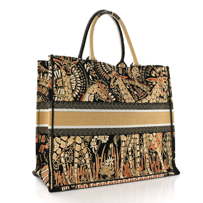 Christian Dior Canvas Embroidered Dior Animals Giraffe Book Tote Yellow Multicolor 1 of 9