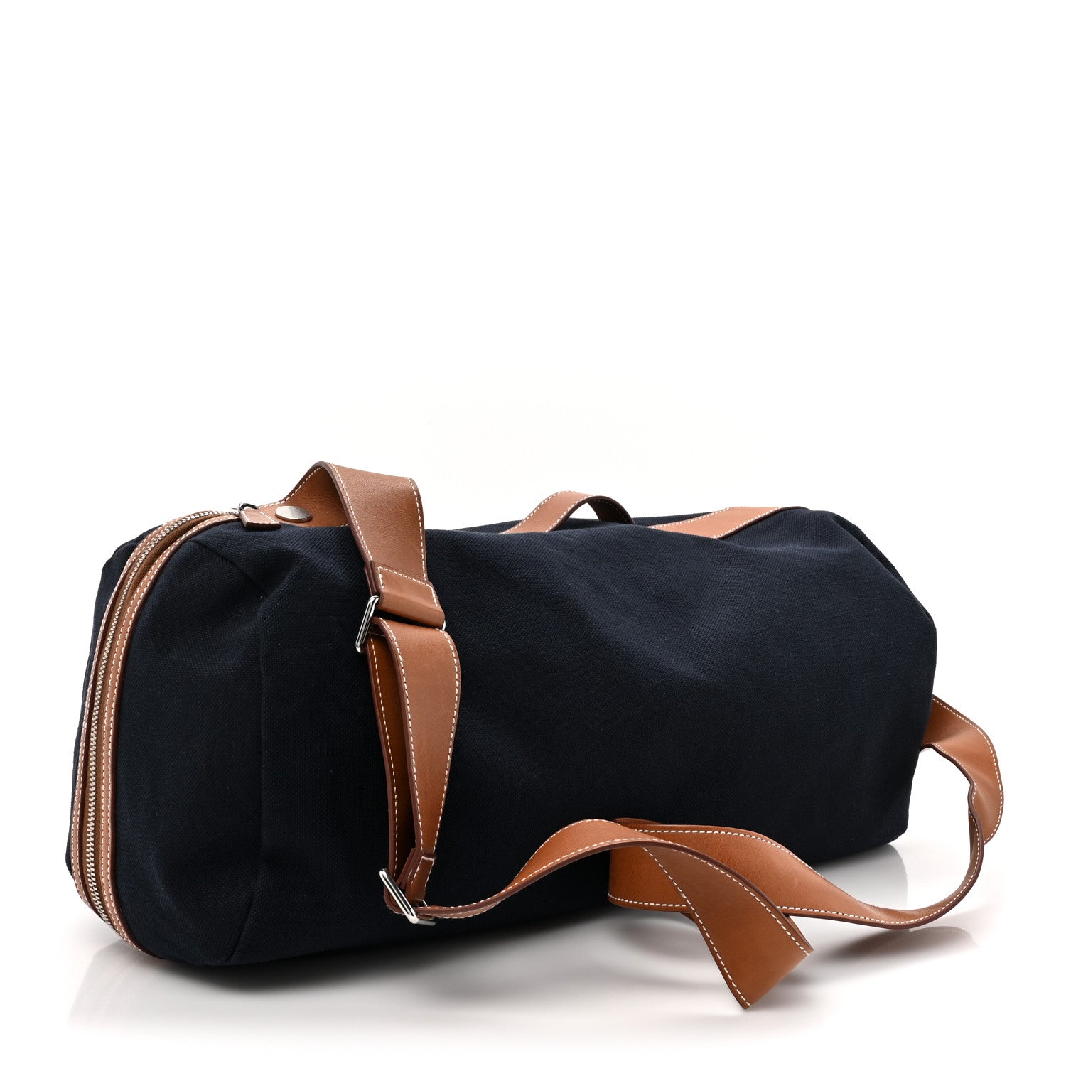 Hermes Toile Goeland Idro Calfskin Odyssee Terre Duffle Bag Bleu Marine Gold 3 of 13