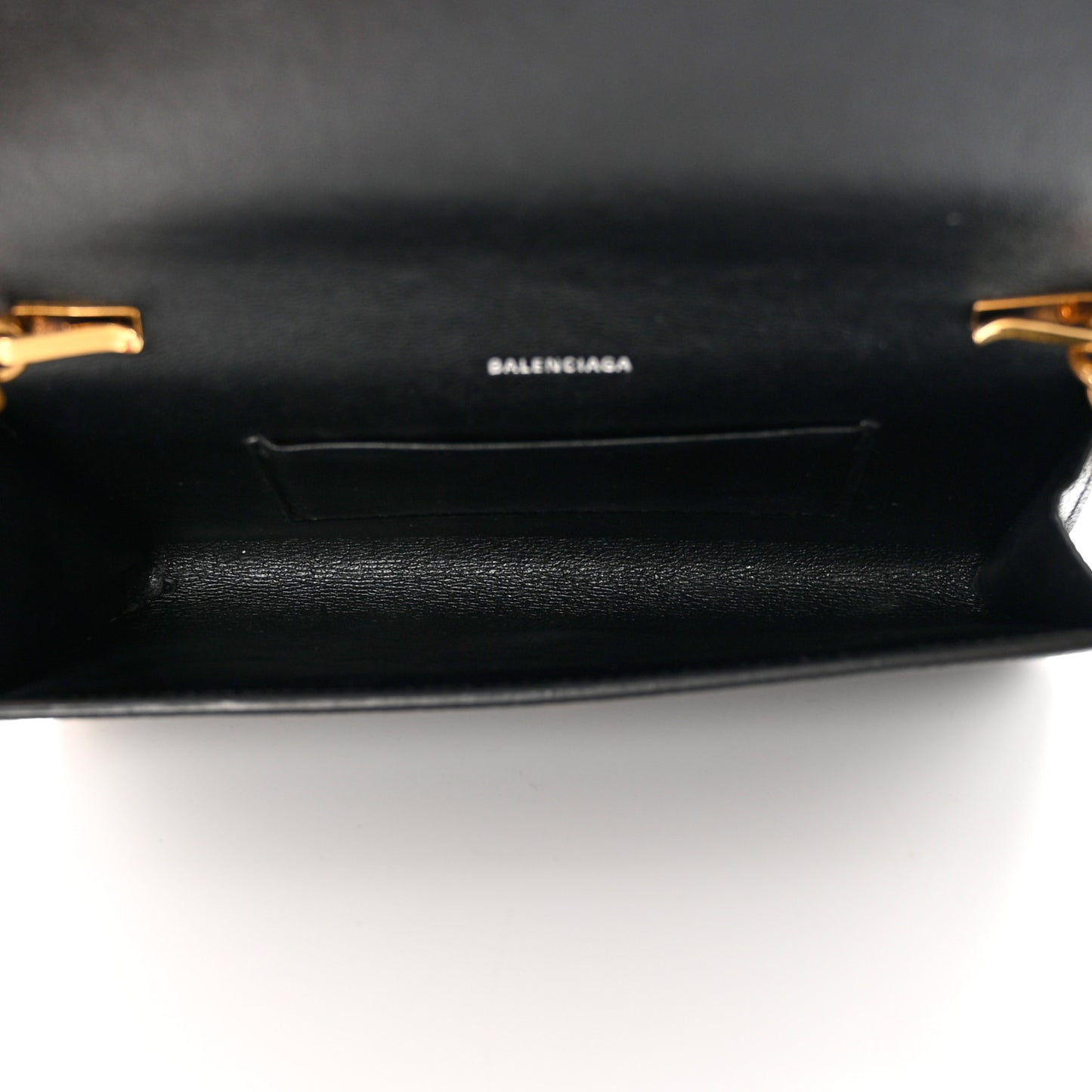 Grained Calfskin Logo Cash Phone Holder Wallet On Chain Black White
