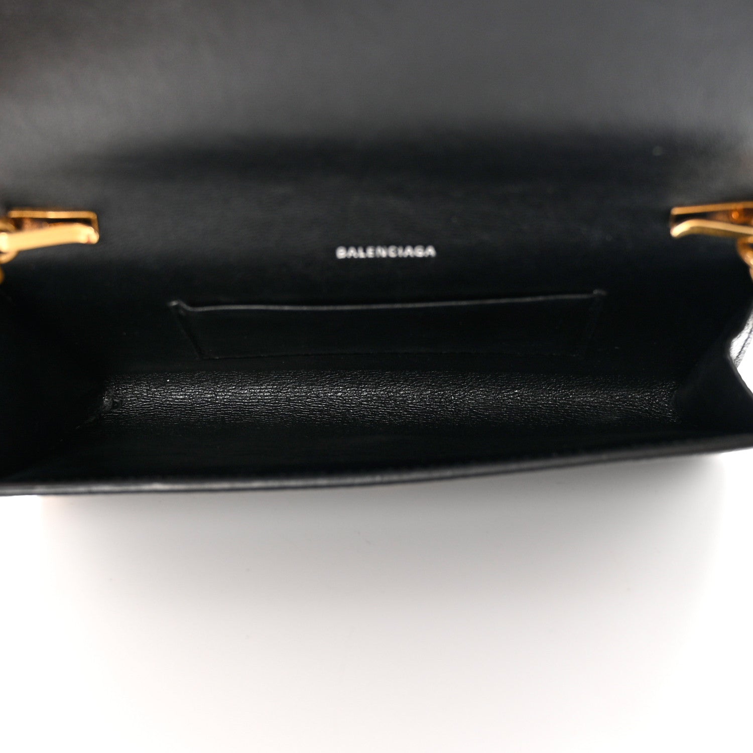 Balenciaga Grained Calfskin Logo Cash Phone Holder Wallet On Chain Black White 5 of 14