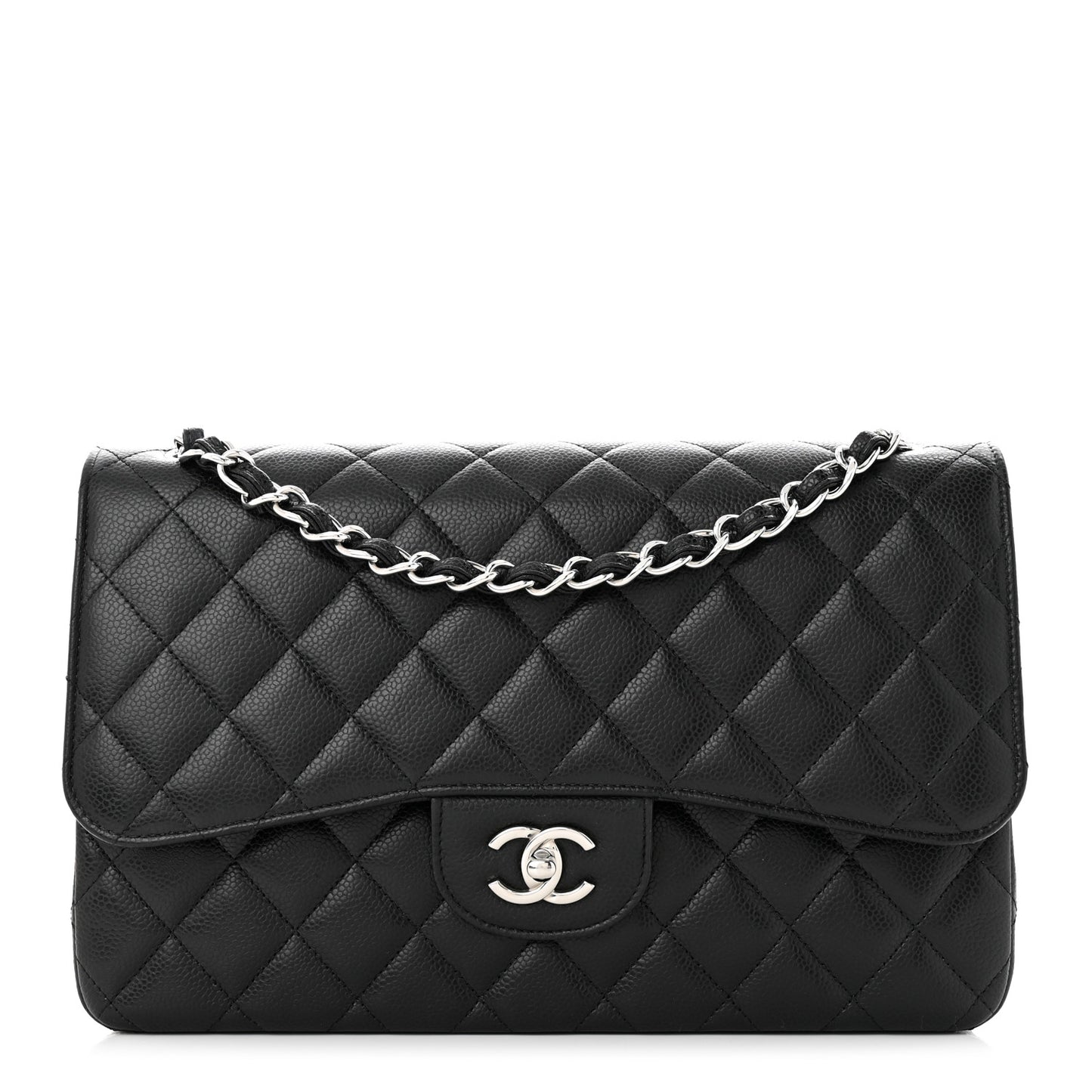 Caviar Quilted Jumbo Double Flap Black