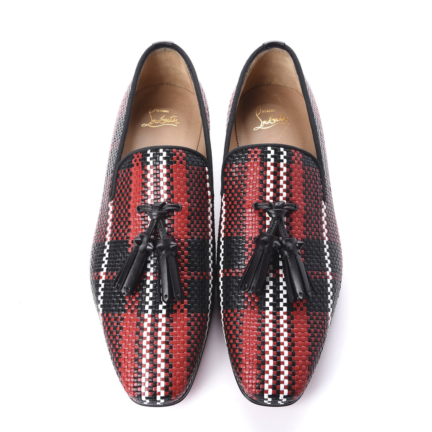 Calfskin Tresse Taty Mens Dada Flat Loafers 41.5 Rouge Black