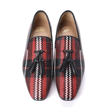 Christian Louboutin Calfskin Tresse Taty Mens Dada Flat Loafers 41.5 Rouge Black 5 of 8