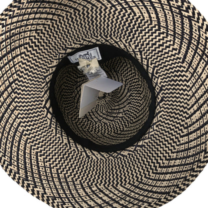 Hermes Straw Anouk Panama Hat 57 Natural Black 8 of 8