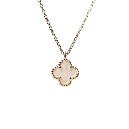 Van Cleef & Arpels 18K Yellow Gold Mother of Pearl Sweet Alhambra Pendant Necklace 5 of 7