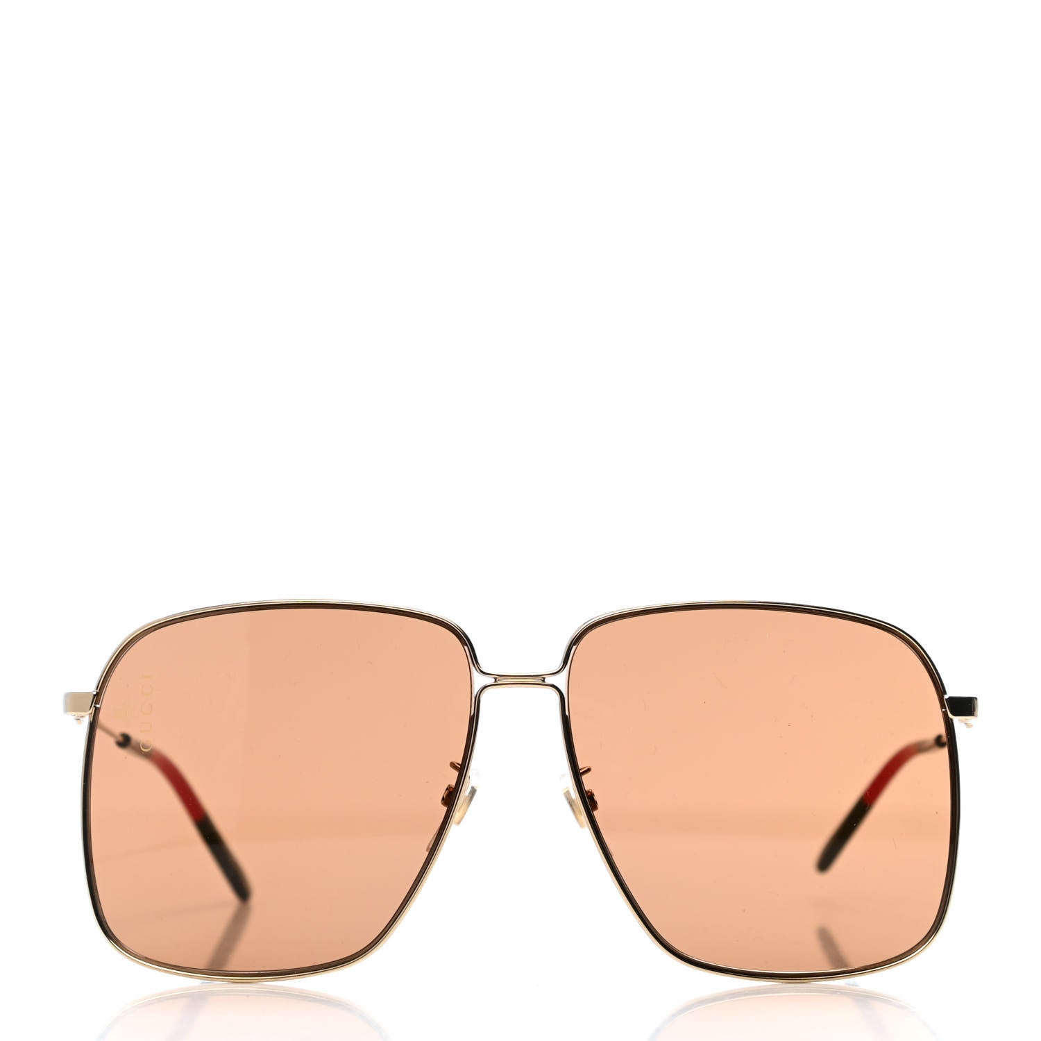 Gucci Web Rectangular Frame Interlocking G Sunglasses GG0394S Green Red 2 of 4