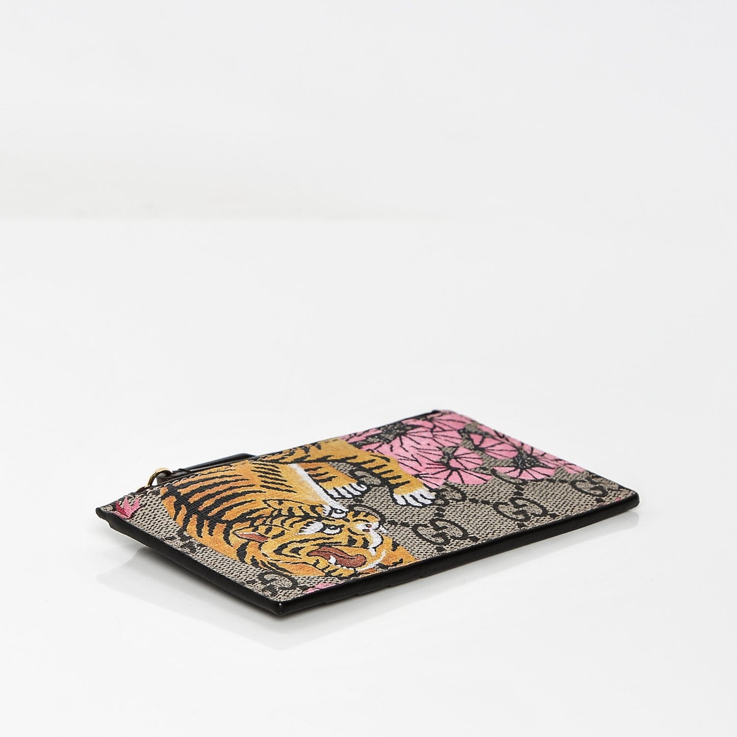 GG Supreme Monogram Bengal Coin Case Card Holder Beige Crop Pink New Acero