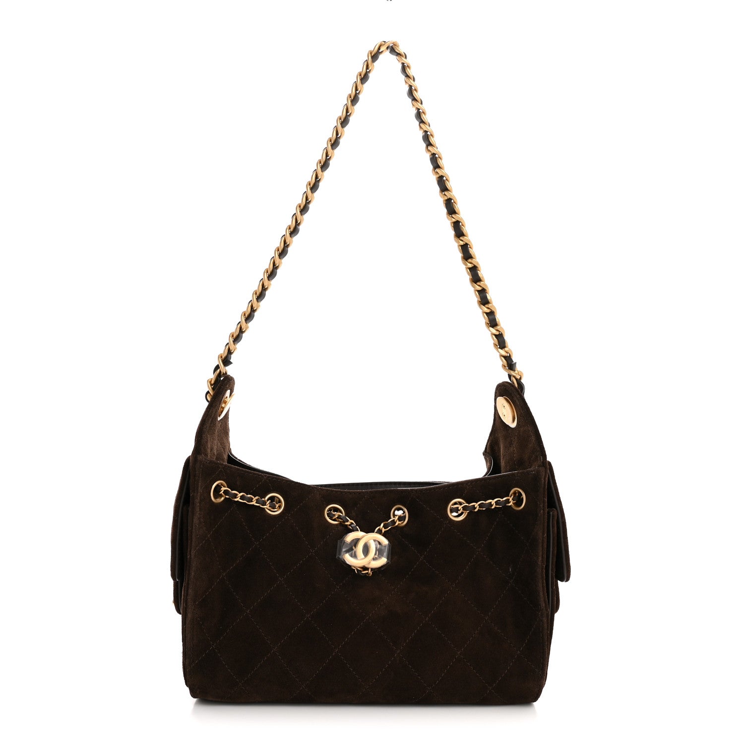 Chanel Suede Quilted Mini Chanel 25 Handbag Dark Brown 1 of 10