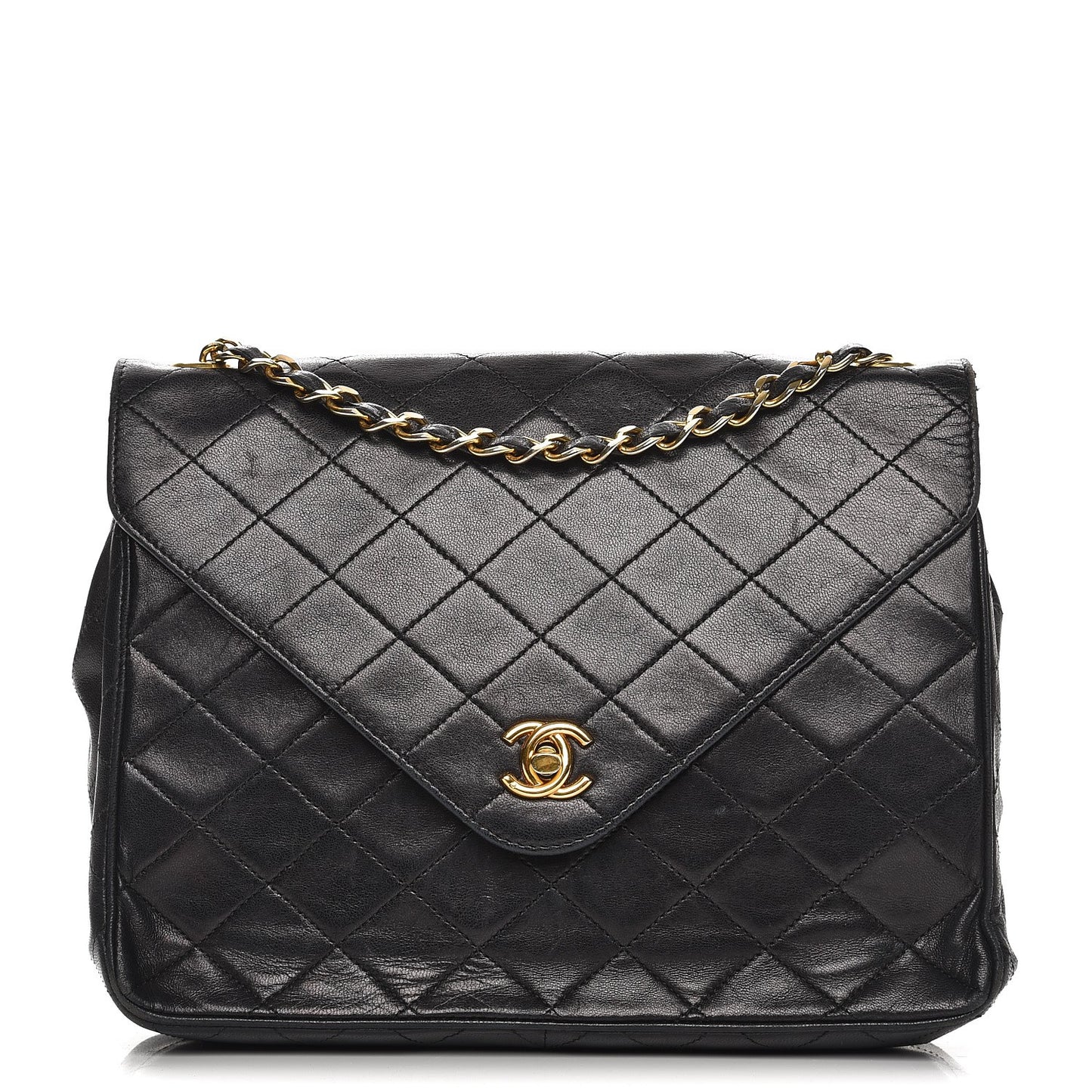 Lambskin Quilted Small Single Flap Black