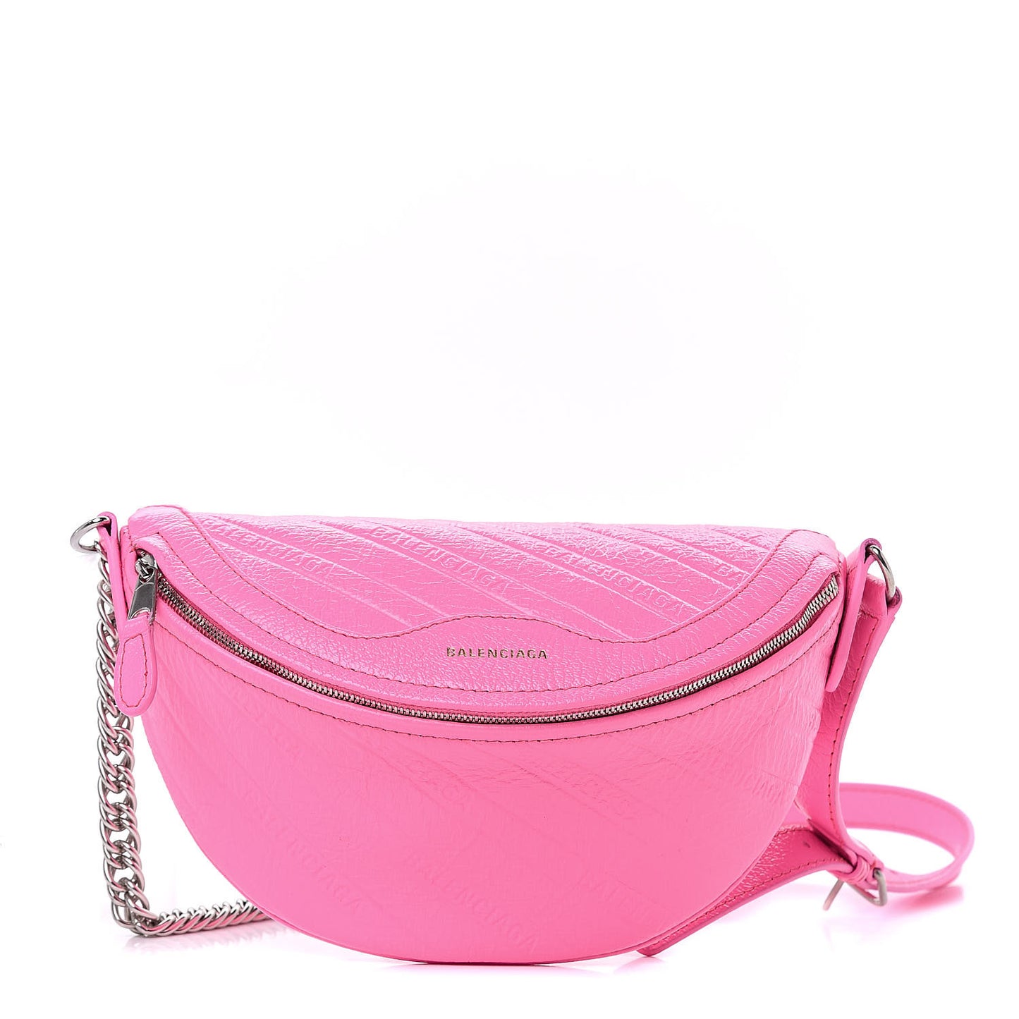 Shiny Goatskin Allover Logo Embossed XXS Souvenir Belt Bag Acid Pink