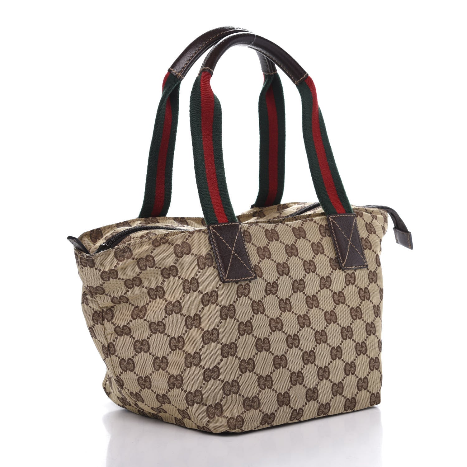 Gucci GG Monogram Small Web Handle Bucket Tote Dark Brown 3 of 11