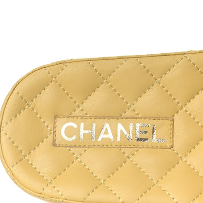 Chanel Lambskin Quilted CC Mules Sandals 38 Yellow 7 of 8