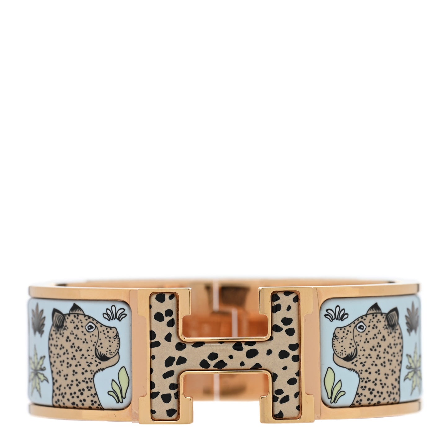 Enamel Printed Leopards Wide Clic Clac H Bracelet PM Songe Pastel