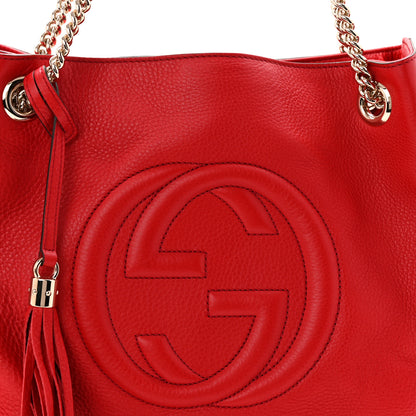 Gucci Pebbled Calfskin Medium Soho Chain Shoulder Bag Tabasco Red 8 of 10