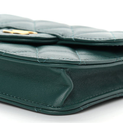 Chanel Lambskin Quilted Top Handle Flap Coin Purse With Chain Green 11 of 11