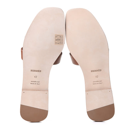 Hermes Box Calfskin Oran Sandals 42 Gold 5 of 9