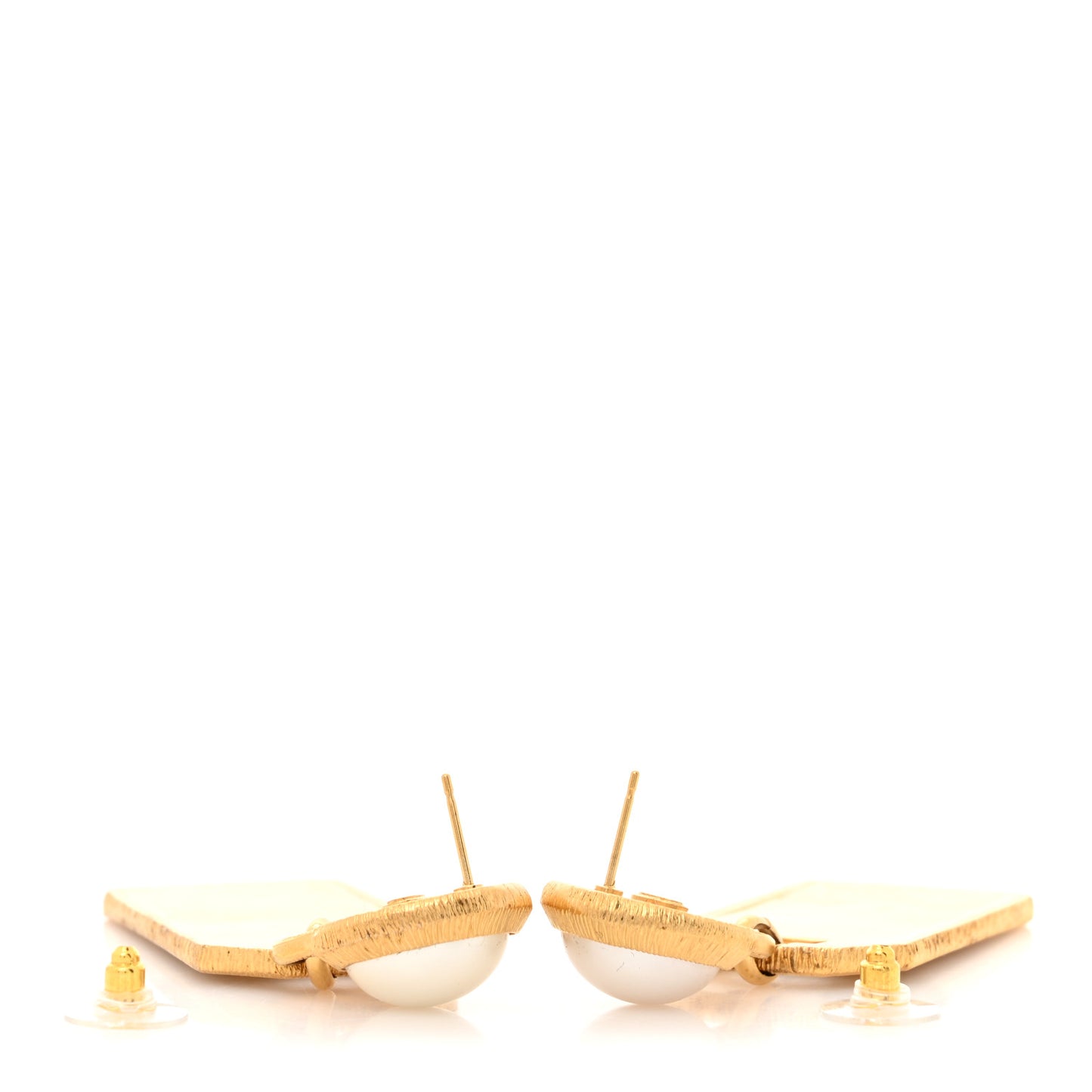 Pearl CC Tags Drop Earrings Gold