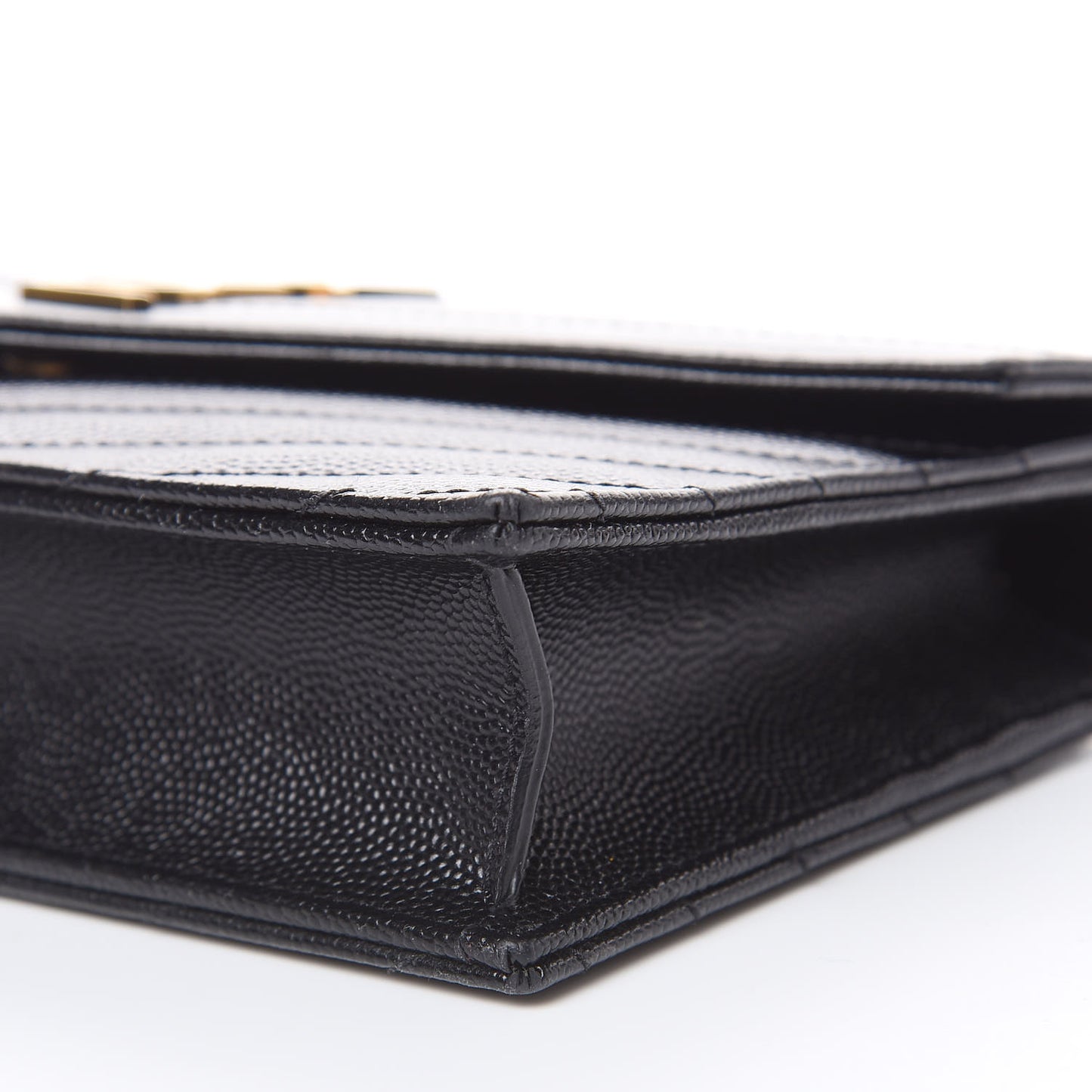 Grain De Poudre Matelasse Chevron Monogram Envelope Chain Wallet Black
