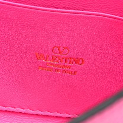 Valentino Garavani Grainy Calfskin Rockstud Flip Lock Wallet With Chain Pink PP 7 of 10