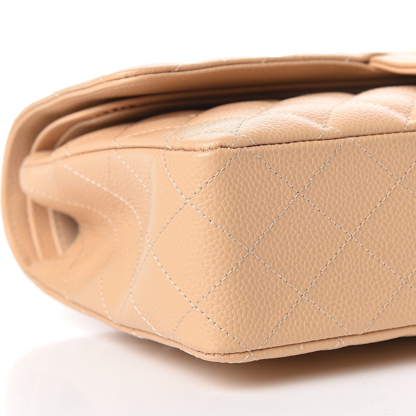 Caviar Quilted Medium Double Flap Light Beige