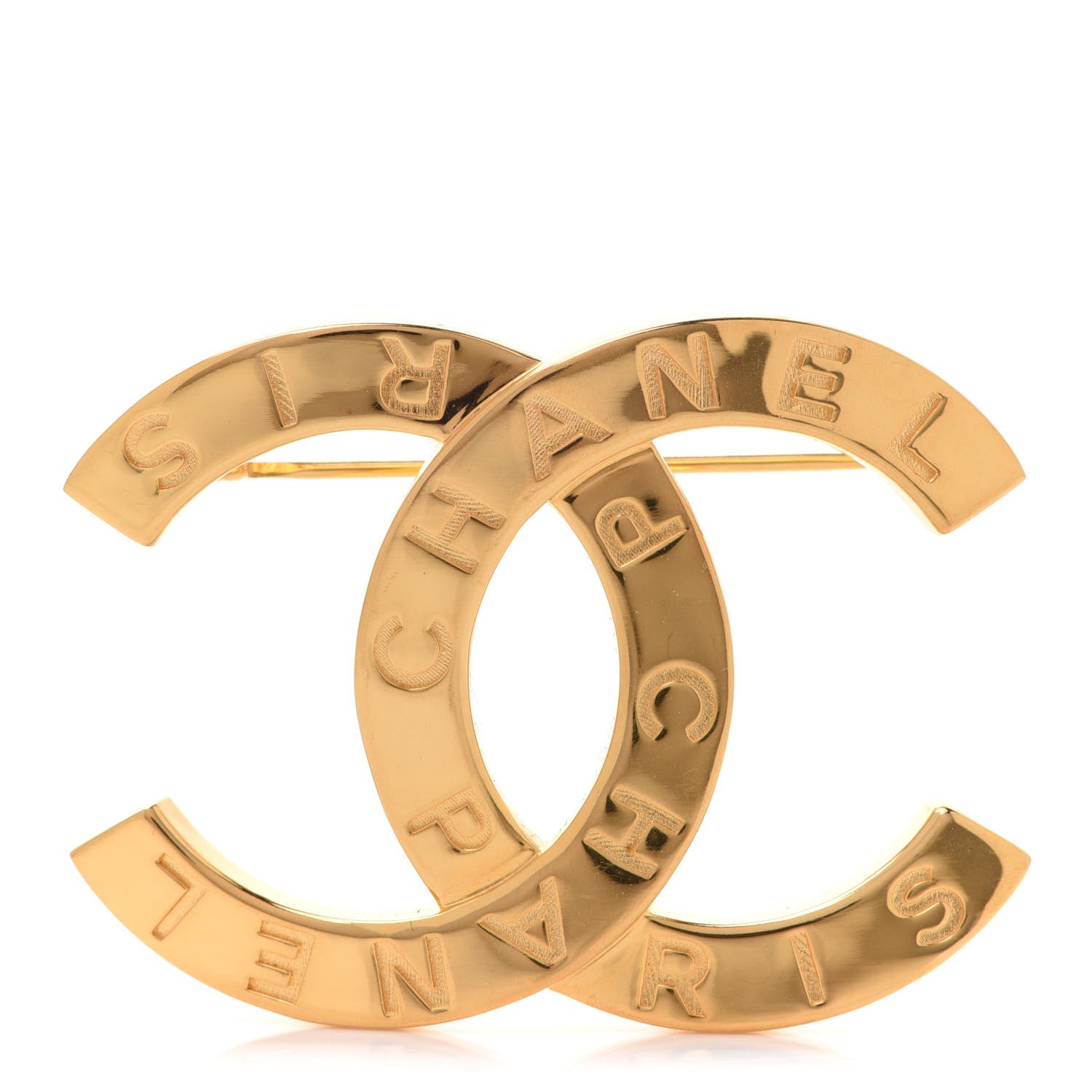Chanel Metal Paris Button CC Large Brooch Gold 1 of 5