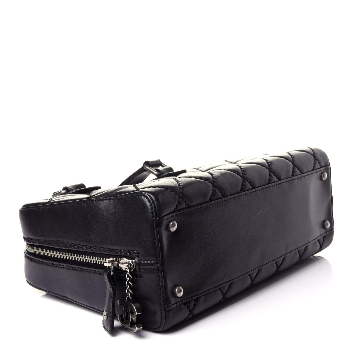 Chanel Calfskin Quilted Top Handle Bag Black 4 of 11