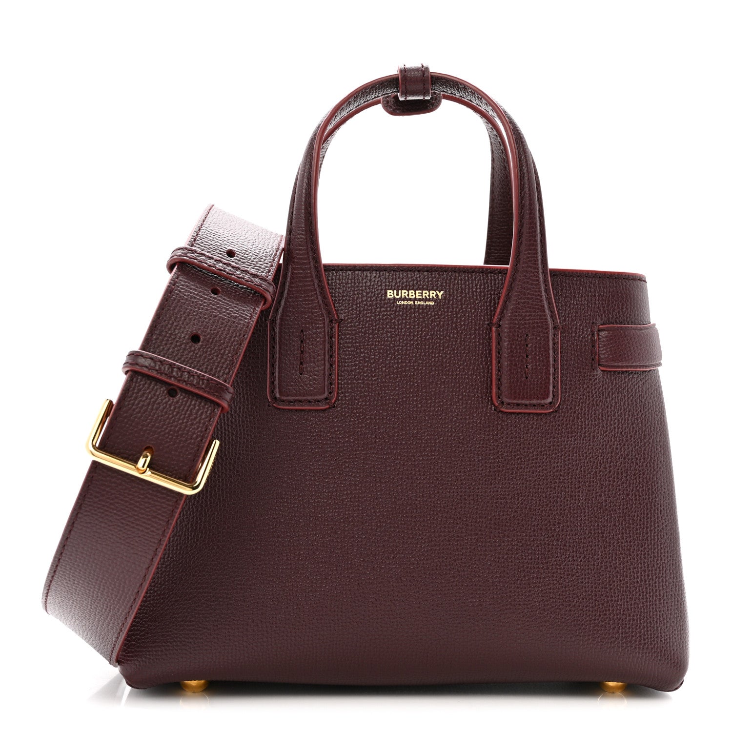 Burberry Grainy Calfskin House Check Small Banner Tote Mahogany Red 1 of 11