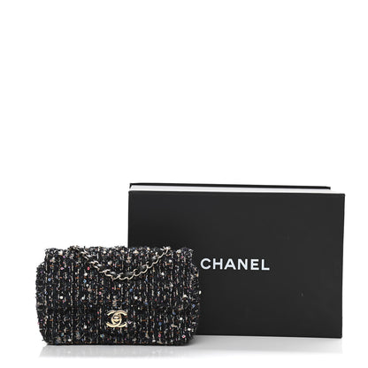 Chanel Glittered Tweed Quilted Mini Rectangular Flap Navy Blue Mulitcolor 12 of 12