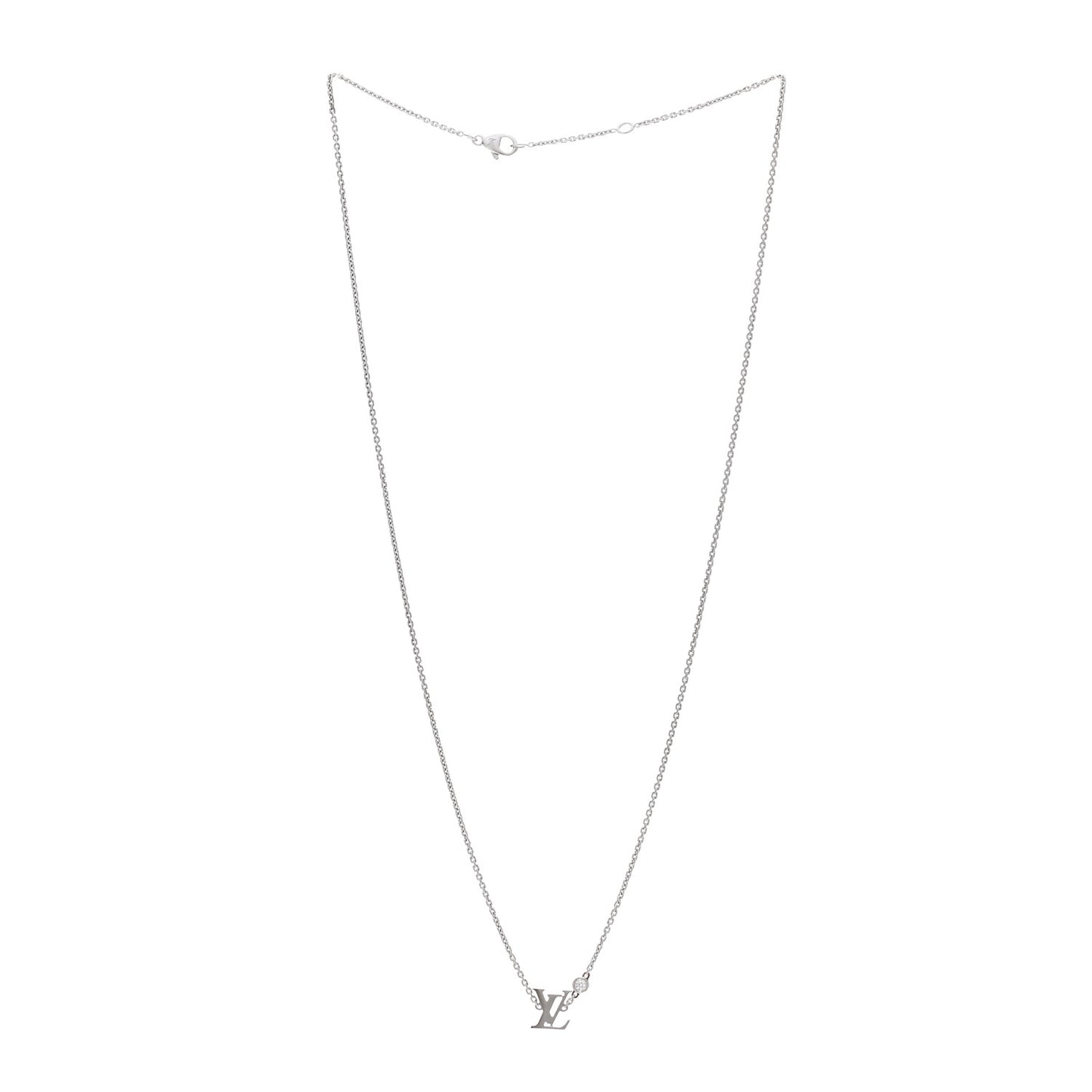 18K White Gold Diamond Idylle Blossom LV Pendant Necklace