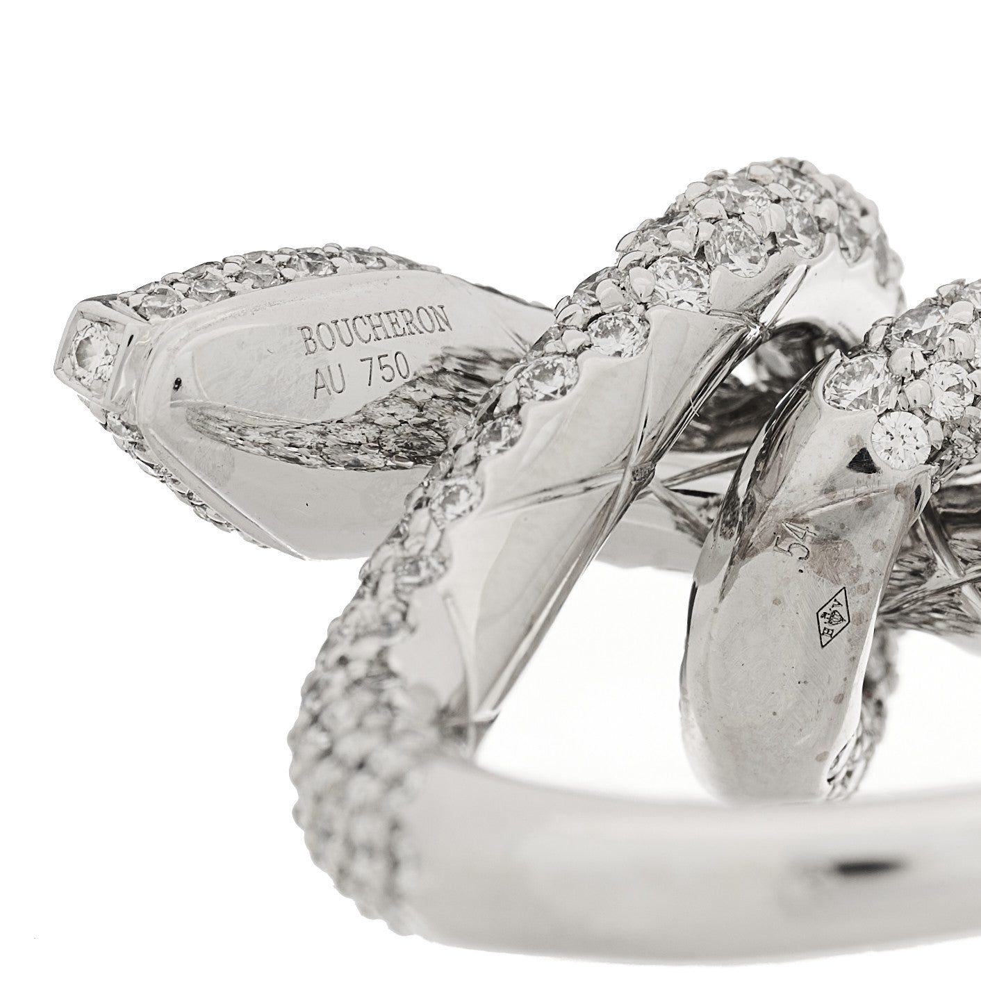Boucheron 18K White Gold Diamond Kaa Snake Ring 54 6.75 8 of 8