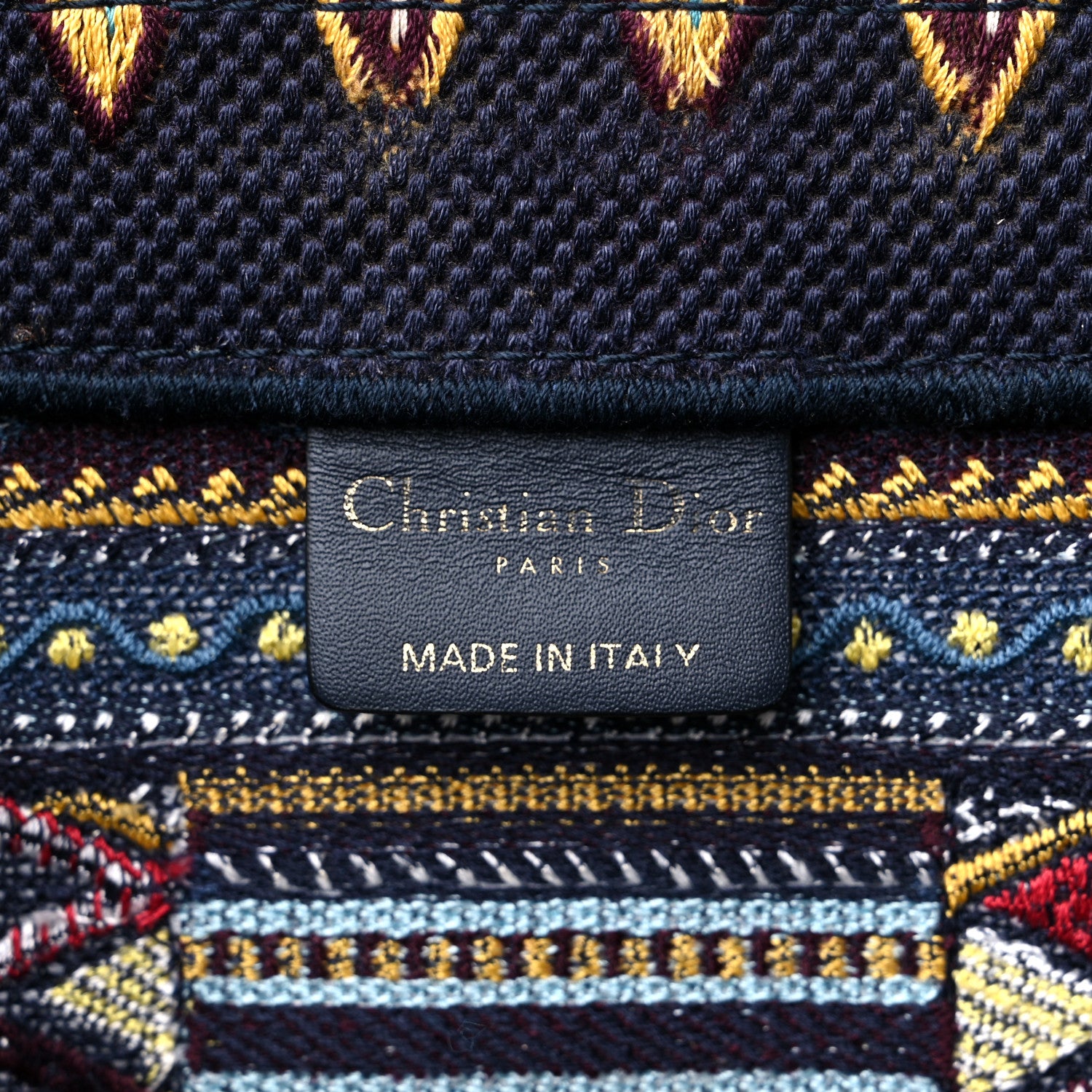 Christian Dior Canvas Embroidered Book Tote Blue Multicolor 6 of 13