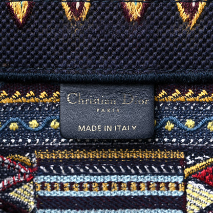 Christian Dior Canvas Embroidered Book Tote Blue Multicolor 6 of 13