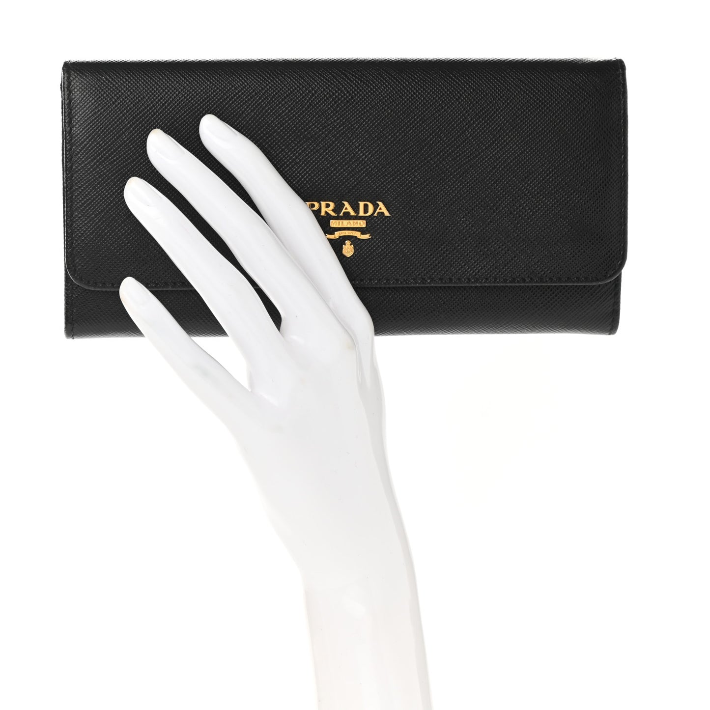 Saffiano Metal Continental Flap Wallet Black