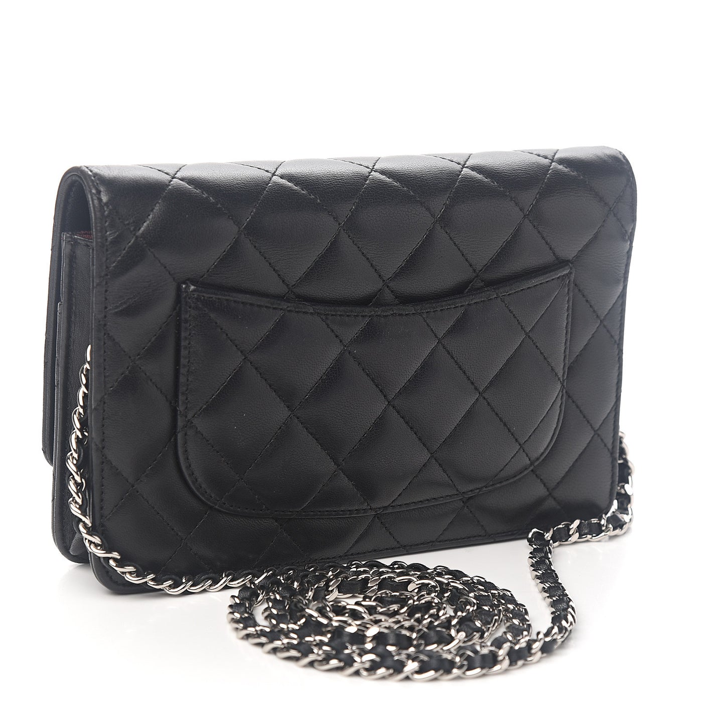 Lambskin Quilted Wallet On Chain WOC Black