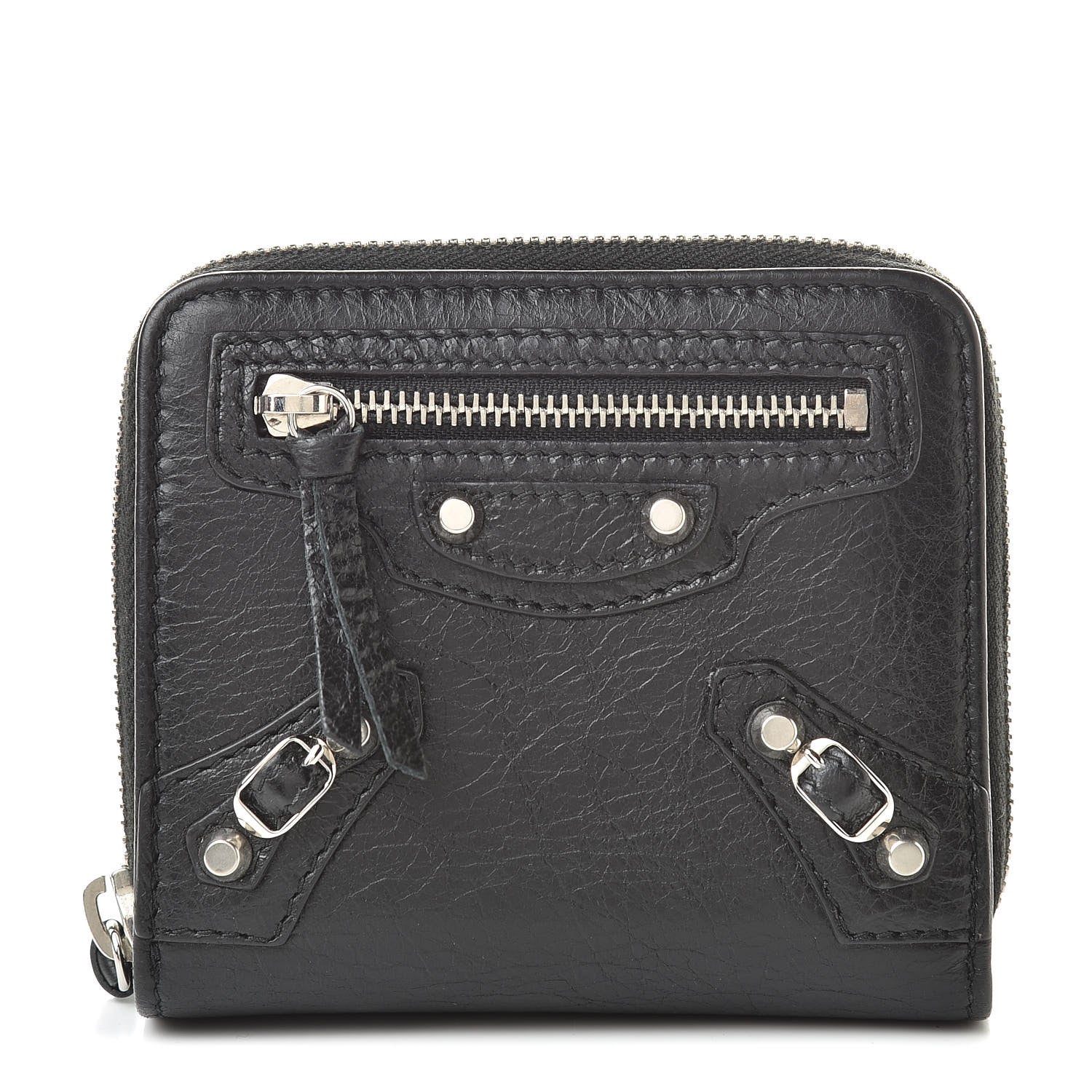 Balenciaga Agneau Classic Silver Hardware Compact Wallet Black 1 of 10