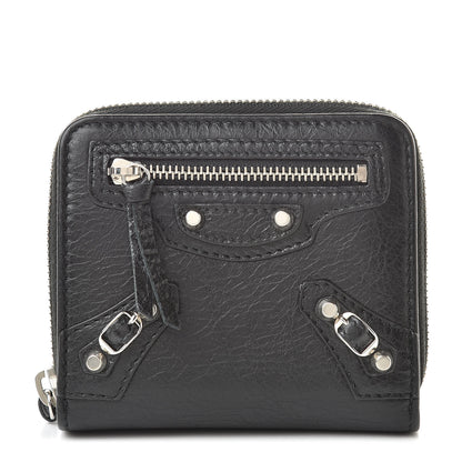 Balenciaga Agneau Classic Silver Hardware Compact Wallet Black 1 of 10