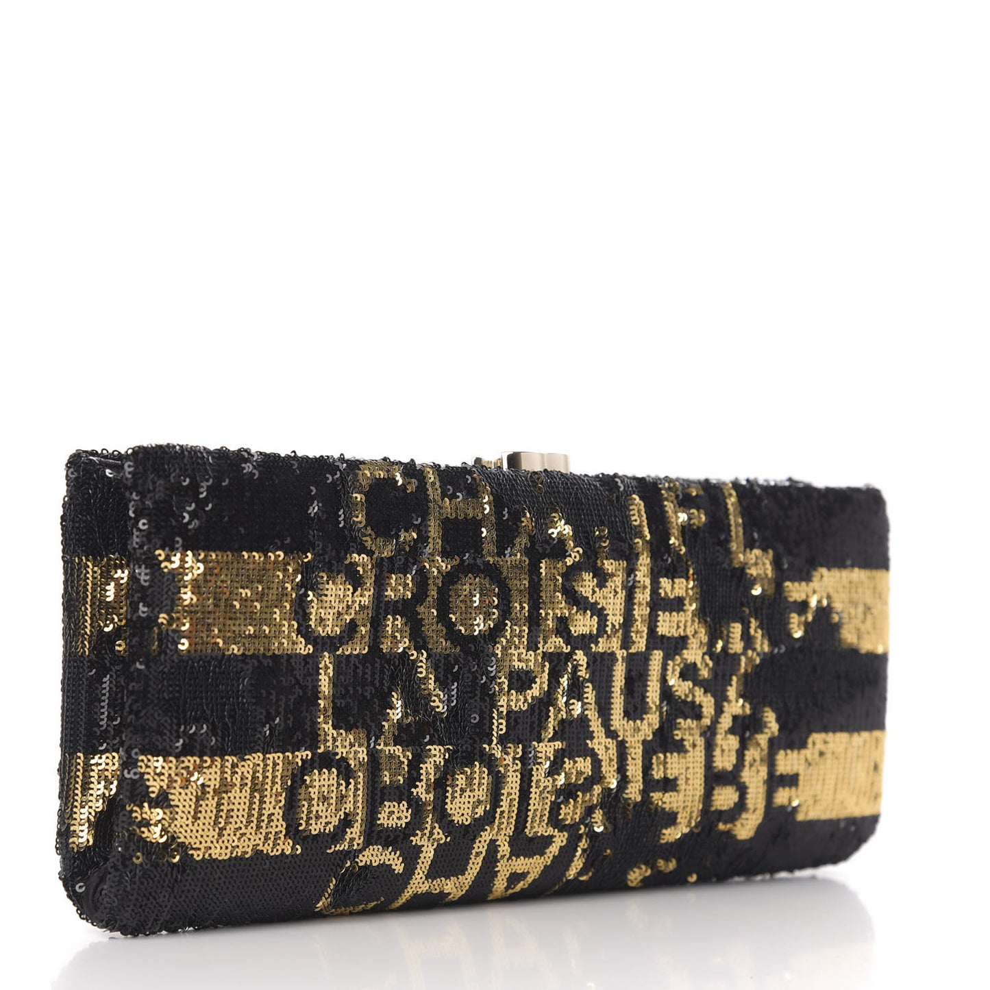 Sequin La Pausa Clutch Black Gold