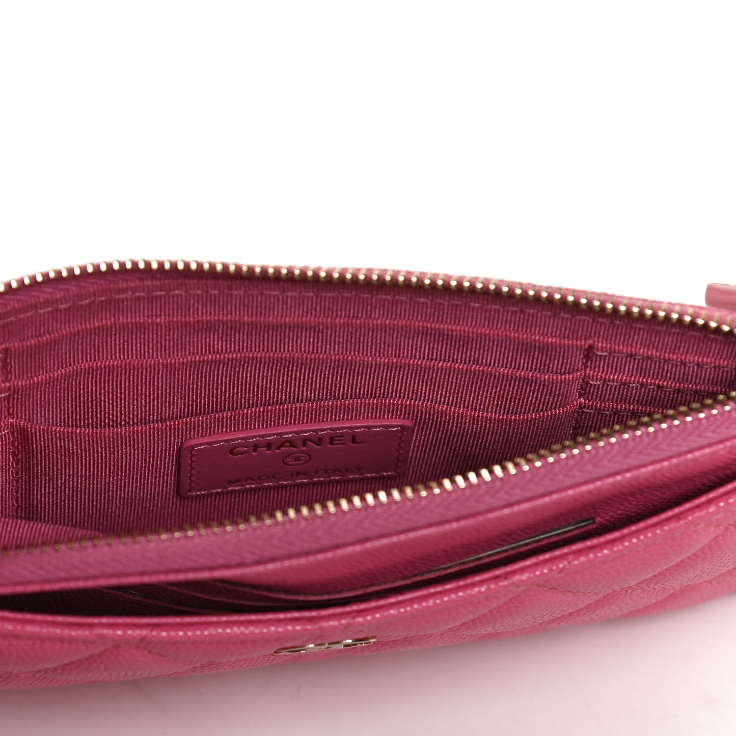 Caviar Quilted Classic Zip Pouch Pink