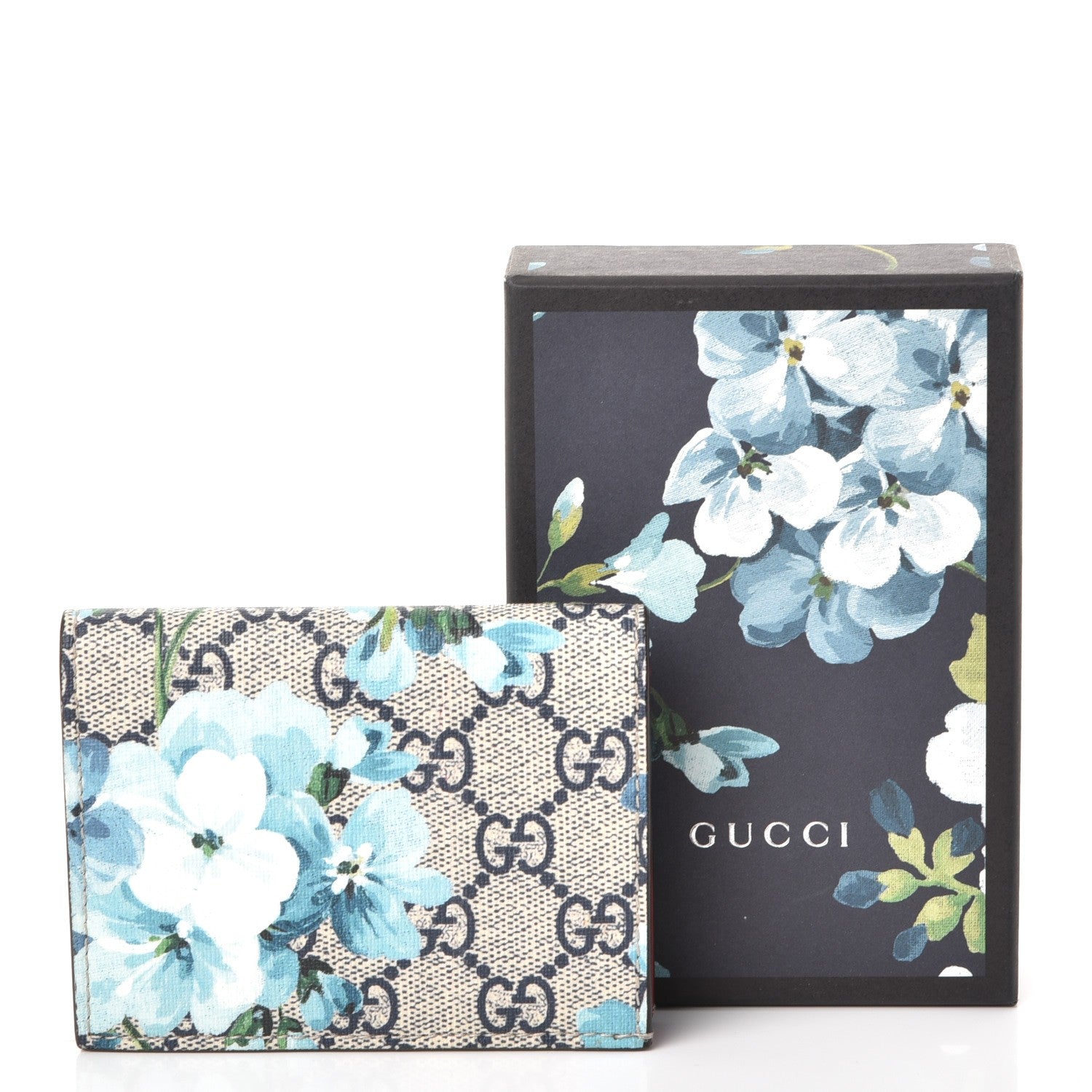 Gucci GG Supreme Monogram Blooms Card Case Beige Blue Navy Hibiscus Red 8 of 8